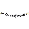Black Class of 2026 graduation banner with gold tassels and glitter doctoral caps - Black class of 2026