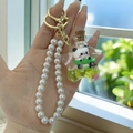 Porte-clés étoile liquide avec figurine panda, chaîne de perles et fermoir doré - Style de Chaîne / Vert