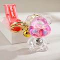 Pink fruit bear liquid keychain with glitter sand and golden lobster clasp for bags - Glowing Bear Style / Rose Red