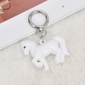 Portachiavi a forma di cavallo in resina bianca con moschettone in metallo argento - Pony / Bianco