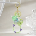 Creative milk bottle liquid quicksand keychain with cute blue bear and green pearls - Keychain Chain + Bottle Cat / Green