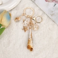 Starfish and seashell keychain with golden clasp and creative nautical charms for bags - Gold Clasp Beige Ocean Charm Set (1)