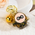 Creative cartoon keychain with gold star sequins, metal ring and bell for bag decor - Light Gold Clasp+Bell+Eggy(654856) / Glitter Black