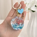 Portachiavi rosa in acrilico con sabbie mobili liquide ed effetto pietre di resina colorate - Blu