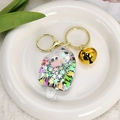 Portachiavi panda a forma di ghiacciolo in acrilico con glitter e campanello d'oro - Nero e Oro