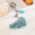 Llavero de megáfono con diamantes de imitación, borla azul y letras Cheer - Azul Cielo