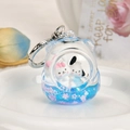 Llavero de botella de arena movediza con muñecos de dibujos animados y purpurina - Estilo de Mochila / Anillo de Plata + Serie de Inyección de Aceite