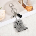 Portachiavi fantasma con strass e nappa nera per decorazione borsa di Halloween - Stile Nappa Argento-Nero