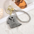 Dettaglio portachiavi a forma di fantasma con strass e cinturino intrecciato dorato - Stile Corda Nero Argento