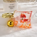Red dragon liquid quicksand keychain with orange oil and golden bell for backpacks - Orange Dragon Oil Bottle [Pillow Shape]