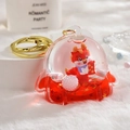 Creative red cartoon dragon liquid glitter keychain with New Year scroll charm - Red Dragon Oil Bottle [Fan Shape]