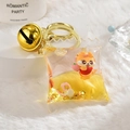Creative yellow liquid candy bag keychain with a cute dragon mascot and gold bell - Lemon Yellow Dragon Oil Bottle [Pillow Shape]