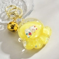 Cat paw liquid keychain with white rabbit charm and yellow sand floating in acrylic case - Lemon Yellow Bear Paw