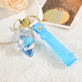 Creative blue conch keychain with glitter rabbit and light blue silicone wrist strap - Blue Dolphin
