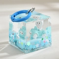 Creative liquid quicksand bottle keychain featuring blue car character and star sequins - Color Ring Square Bottle Style / Blue