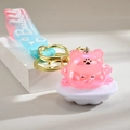 Porte-clés ours en acrylique lumineux avec pendentif en résine rose et lanière dégradée - Ours à Sangle Dégradée Rose (Bubble) / Rose