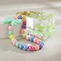 Creative liquid sand keychain with white rabbit and car in acrylic cube pendant - Chain Style / Green