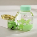 Cartoon sheep drifting bottle keychain with green bell and gold link chain - Bottle Decor / Green
