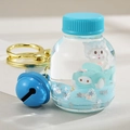 Blue baby bottle quicksand keychain with cute cartoon sheep driving car and golden hook - Bottle Decor / Blue