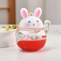 Creative rabbit liquid quicksand keychain with red fluid and colorful beads inside - Red Lucky Rabbit