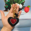 Sparkling red and black heart keychain with rhinestones, gold hardware and black tassel - Black Heart with Red Rhinestone