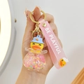 Mignon porte-clés canard jaune lumineux avec paillettes roses pour pendentif de sac à dos - Aquarium (Boule de Canard)