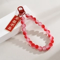 Red gradient beaded keychain with metal lucky charm and lobster clasp for bag decoration - Never Leave (Red Beads Style)