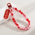 Lucky red beaded keychain with gold metal charm engraved Pass Every Exam for bags - Pass Every Exam (Red Beads Style)