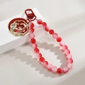 Red beaded keychain with gradient round beads and festive koi fish metal pendant charm - Goldfish