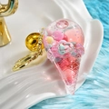 Portachiavi gelato in acrilico luminoso con palline di peluche e campanellino dorato - Rosa
