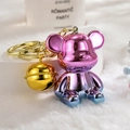 Portachiavi orsetto sfumato metallico con campanello dorato per borse e zaini - Rosa Gradiente