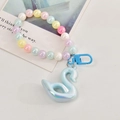 Y2K pastel acrylic beaded strap with a pearlescent swan pendant and spring clasp - Buckle Chain With Swan / Blue
