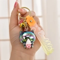 Detail of colorful electroplated cat charm with ice cream and gradient silicone wristband - Gradient Strap + Cat Holding Ice Cream + Bell / Gray