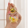 Acrylic liquid shaker astronaut keychain with colorful beads and golden bell - Alarm Clock Bell Lemon Yellow