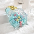 Blue alarm clock keychain with liquid sand, colorful beads and golden metal ring - Alarm Clock Beads Blue