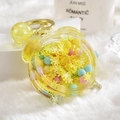 Yellow alarm clock acrylic keychain with floating liquid sequins and astronaut beads - Alarm Clock Beads Lemon Yellow