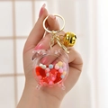 Acrylic alarm clock keychain with red liquid and colorful candy beads for bags - Alarm Clock Bell Red