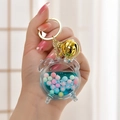 Creative blue liquid quicksand keychain in alarm clock shape with colorful beads - Alarm Clock Bell Blue
