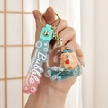 Creative Capybara liquid quicksand keychain with blue liquid and bubble silicone strap - Egg Style / Gradient Strap + Oil Infused Bottle