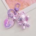 Iridescent purple acrylic bear and heart lock charm with pearlescent finish - D-Buckle+Color Ring+Heart Lock+Bear / Iridescent Purple