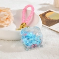 Pink and blue liquid glitter keychain in alarm clock shape with golden metal ring - Alarm Clock Cord Blue