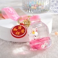 Acrylic bunny water bottle keychain with pink oil, floating pearls and lucky red charm - Bunny Soda Bottle / Pink