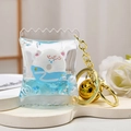 Cute acrylic candy bag keychain with blue liquid quicksand and cartoon bear charm - Donut Pillow Style / Sky Blue