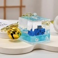 Portachiavi creativo a cubo con escavatore, sabbie mobili blu e ciondolo a campana dorata - Blu