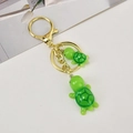Porte-clés tortue verte avec crochet doré et pendentifs en résine pour décoration de sac - Chaîne Or Clair + Grandes & Petites Tortues / vert clair