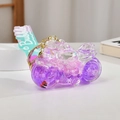 Creative motorcycle drifting bottle keychain with purple liquid quicksand and bubble strap - Purple
