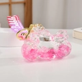 Creative pink motorcycle drifting bottle keychain with liquid quicksand and bubble strap - Pink