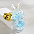 Leuchtender blauer flüssiger Treibsand-Hasen-Schlüsselanhänger mit goldener Glocke - Blau (Leuchtender Hase Glocke)