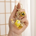 Simpatico portachiavi a tazza con sabbie mobili gialle e ciondolo a stella - Stile Campanello [Giallo Limone]