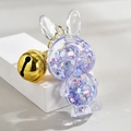 Leuchtender lila Hasen-Ölschlüsselanhänger mit Stern-Pailletten und goldener Glocke - Lila (Leuchtender Hase Glocke)